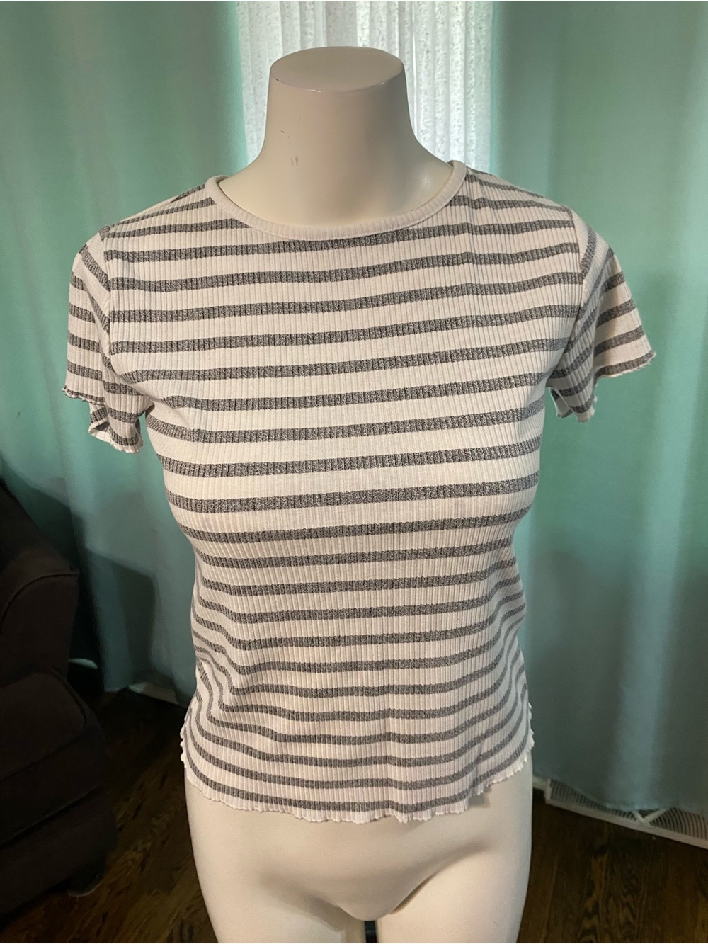 Striped Short-Sleeve Ribbed Tee - Picture 3 of 5
